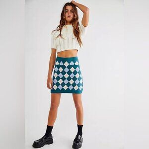 NWT Free People Argyle Viola Sweater Mini Skirt